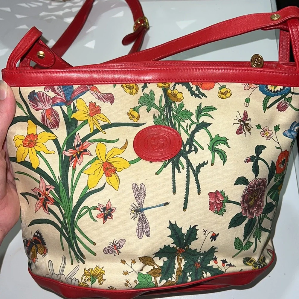 ❤️Authentic GUCCI flora bloom shoulder bag Crossbody  Vintage FLORAL pattern 🍀 - Picture 5 of 9